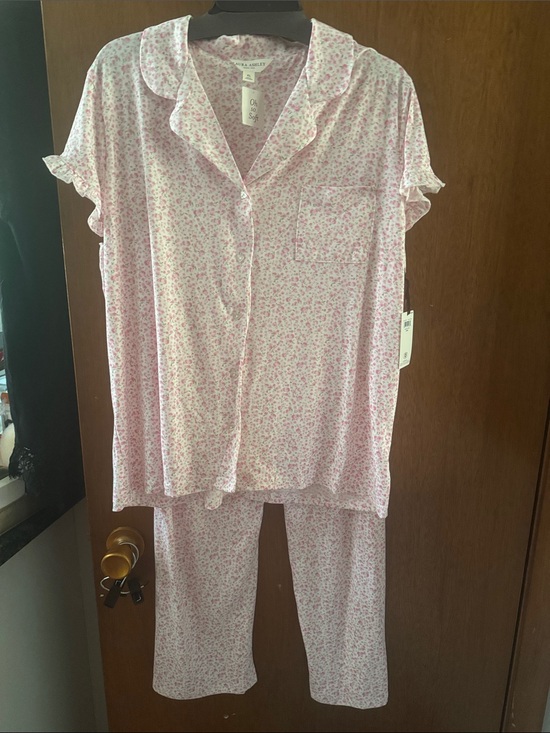 Laura Ashley Other - Laura Ashley Pink Floral Ruffle-Trim Pajama Set